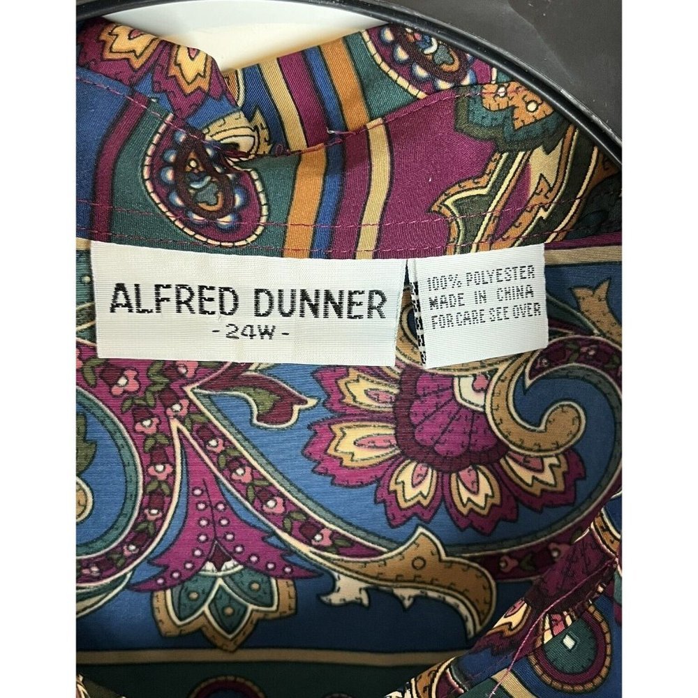 Alfred Dunner Womens Shirt Blouse Size 24W Multicolored Collared 1/2 Button up - Picture 3 of 8